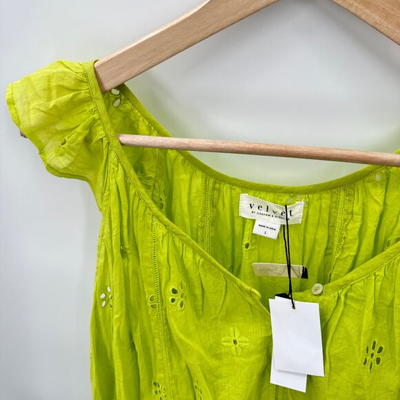 VELVET by GRAHAM & SPENCER NWT Coco Cotton Eyelet Ruffle Tank Blouse Top // L - Picture 11 of 14